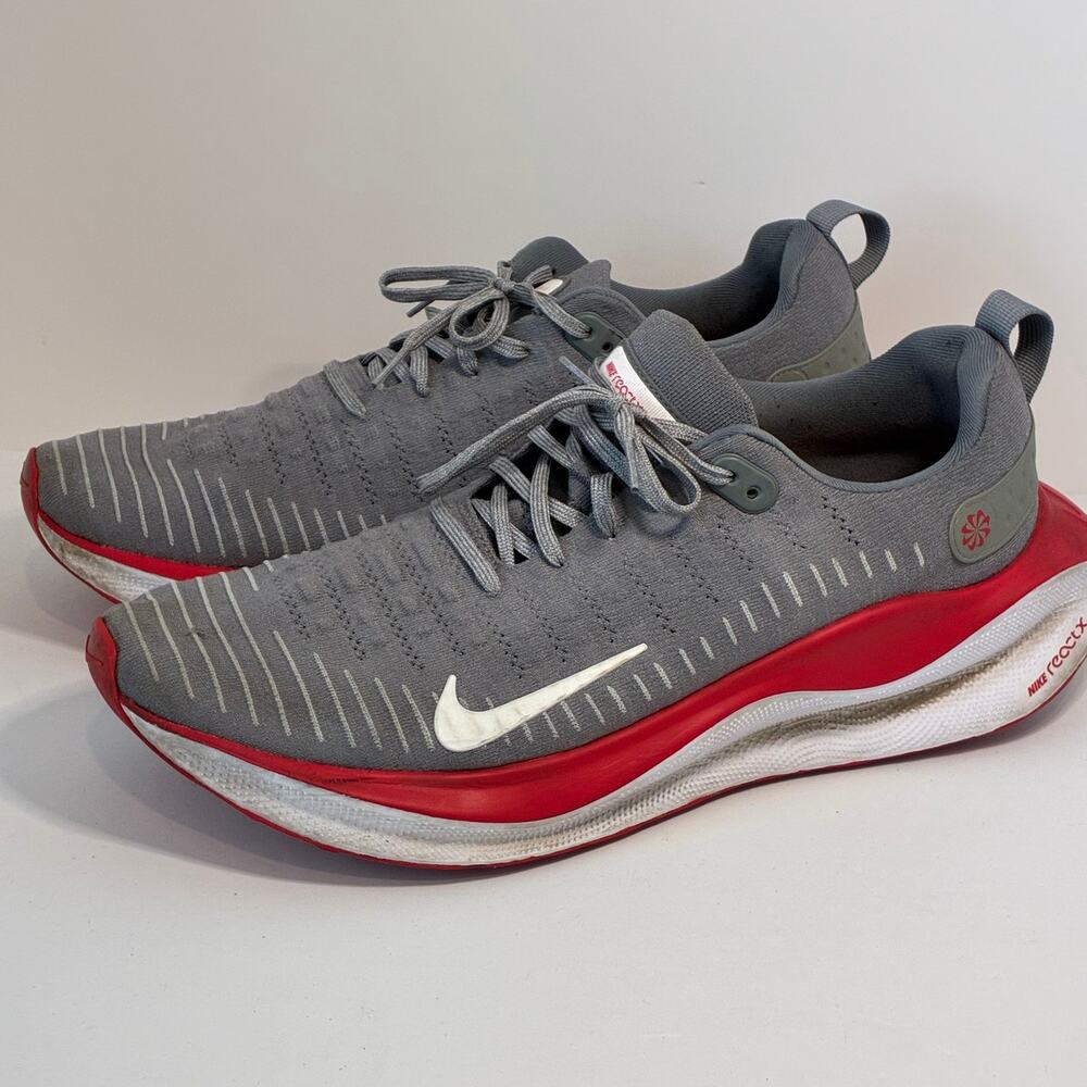 Nike Infinity 4 Mens 14 Cool Grey University Red Running Shoes Performance - Picture 2 of 6